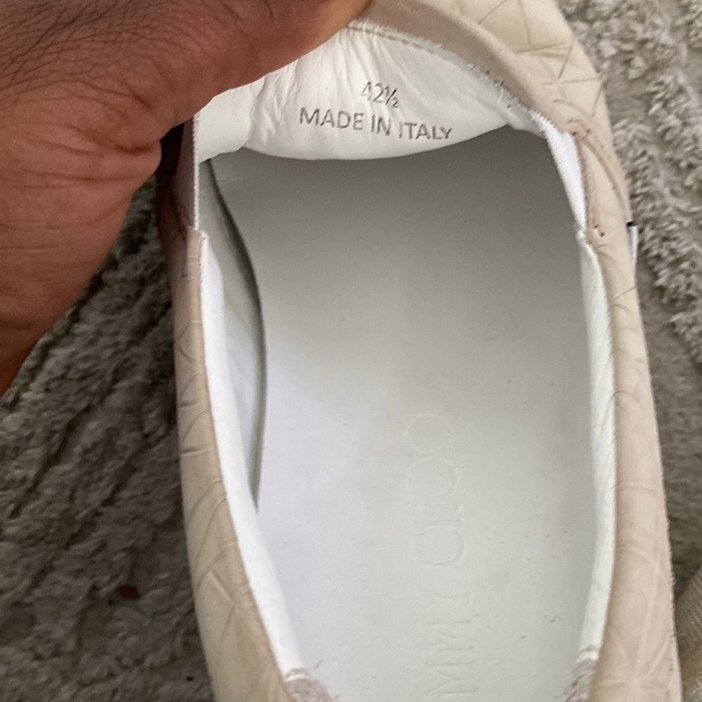 Jimmy Choo  cream Grove Men's Crocodile-Embossed Slip-On Sneaker Size 42 .5 - Picture 5 of 5
